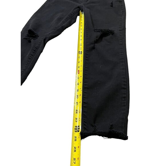 Old Navy Jeans Womens SZ 8 Super Skinny Ankle Black Distressed Raw Hem Rockstar - Picture 9 of 11